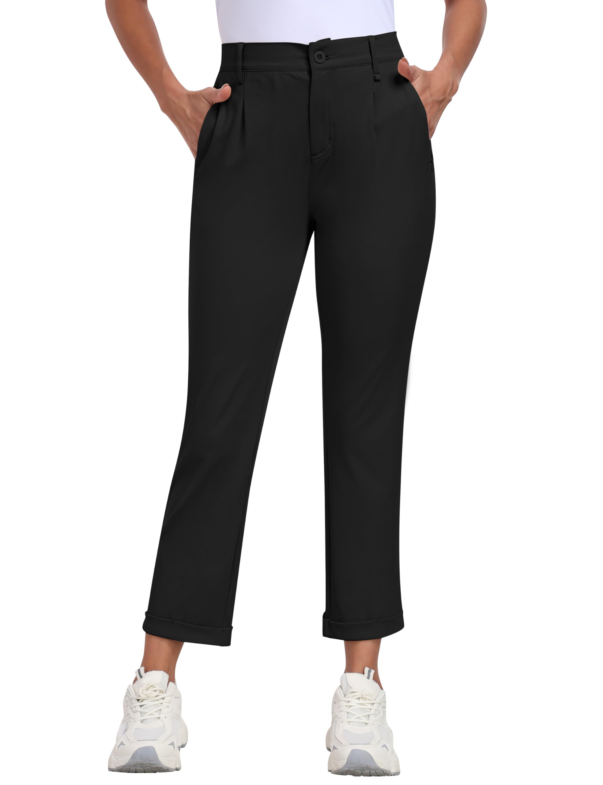 MoFiz Pantalones de Golf para Mujer Elegante Oficina Trabajo Pants con Bolsillos for Casual Viaje