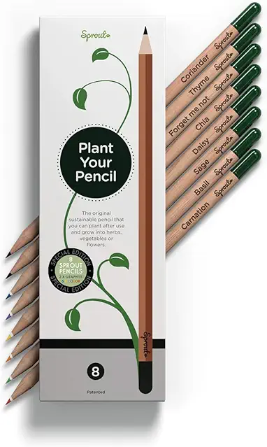 Sprout Plantable 8-Pack Pencils | HB Colored & Graphite | Herb, Veggie & Flower Seeds | Gift for Coloring
