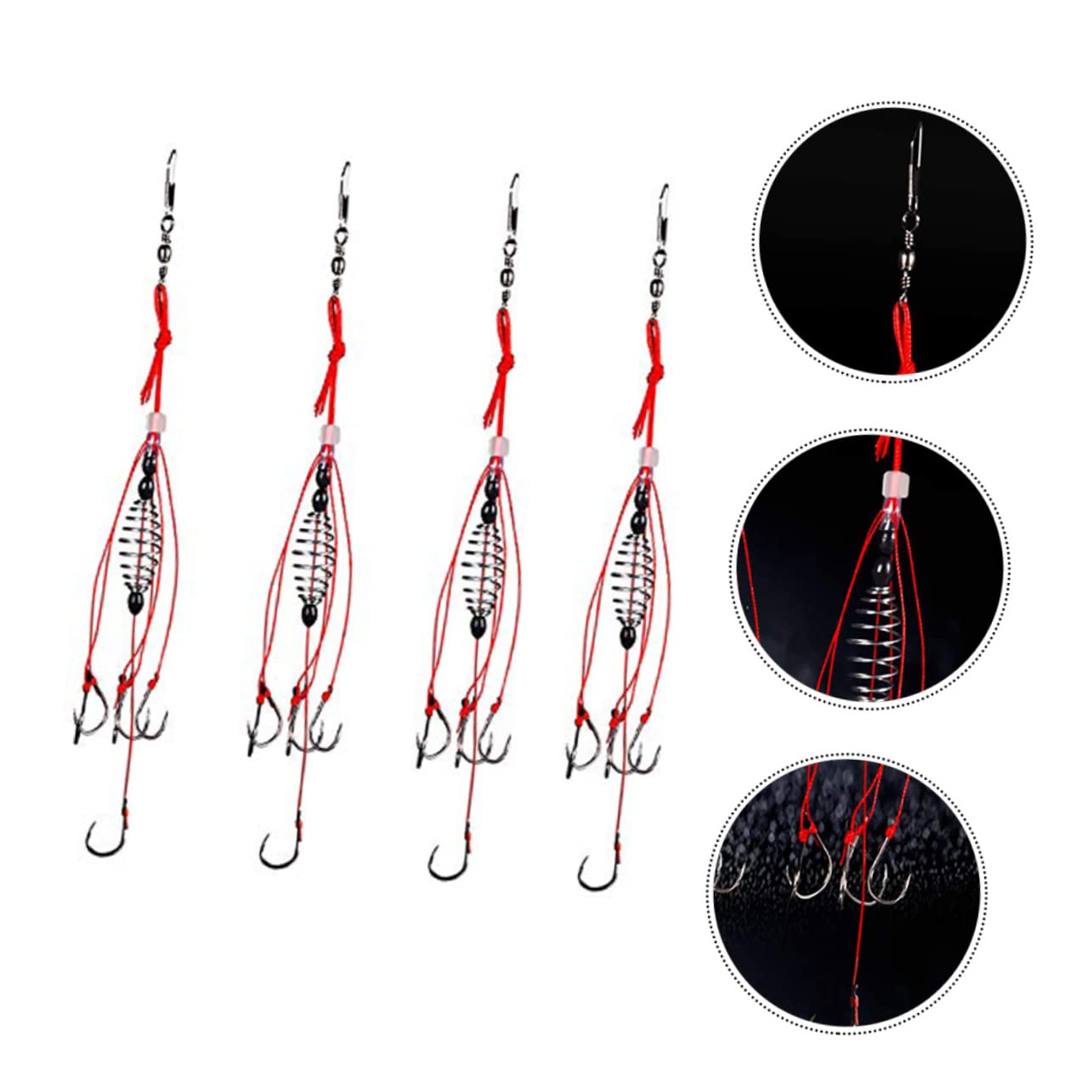 INOOMP Lot De 3 Leurres De Pêche À Ressort Hameçons Matériel De Pêche Grossier Plombs 4 Pièces X 3