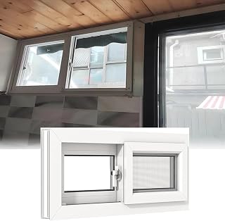 White Aluminum Storm Windows, with Screen,46x13in / 117x33cm Featuring Double-Pane Insulated,Custom Aluminum Storm Windows Exterior,House Windows, Slider Storm Window
