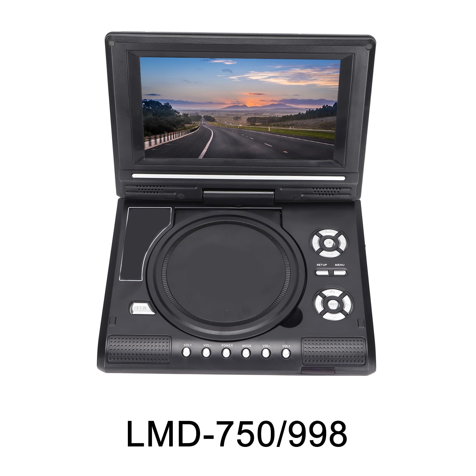Reproductor de DVD HD Portátil con Pantalla Giratoria 270°, Altavoces Estéreo, TV Analógica, USB, Lector de Tarjetas, Batería