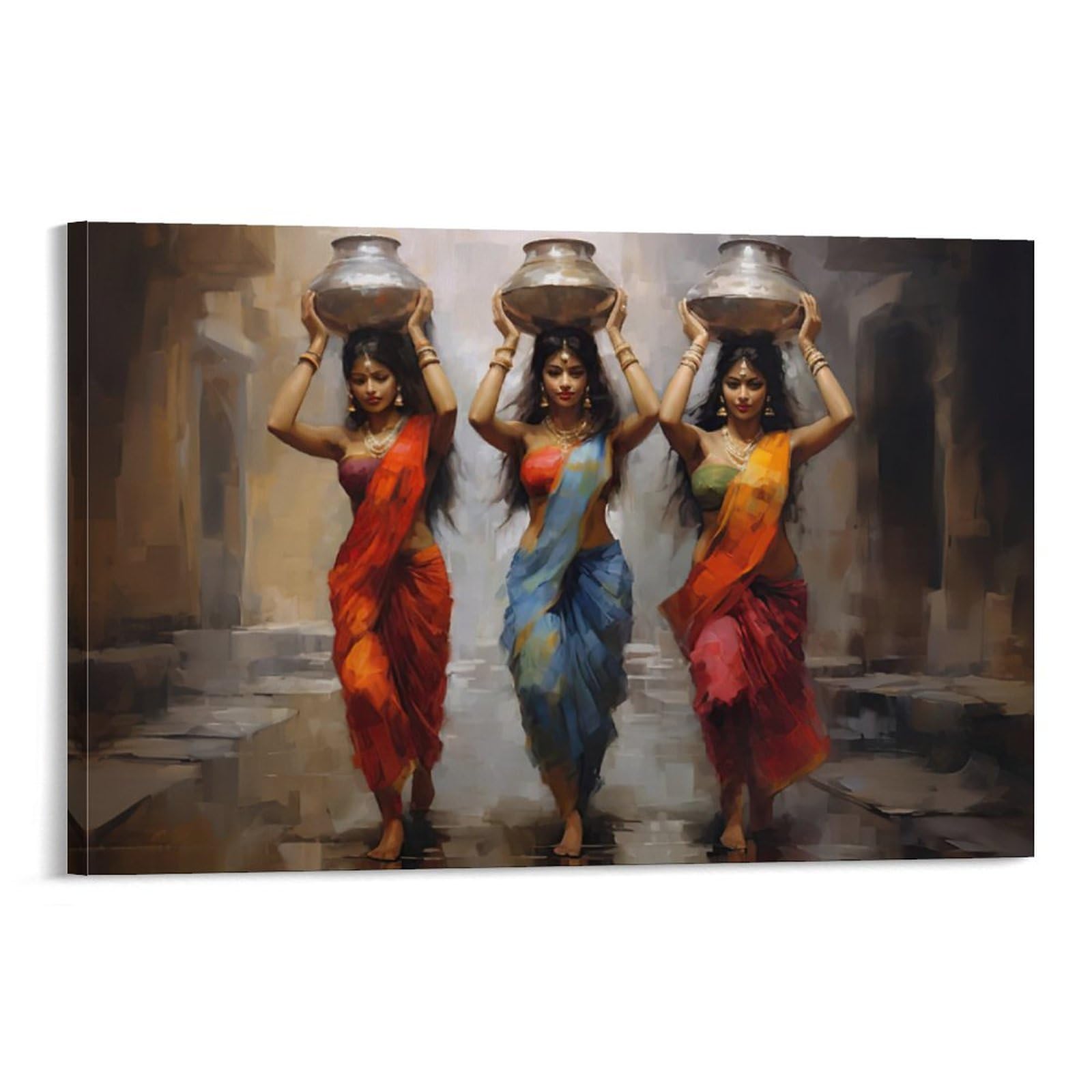 Indian Women Overhead Ceramic Art Poster Canvas Indian Wall Art South Asian Desi Art Indian Decor Gi Canvas Painting Posters And Prints Wall Art Pictures for Living Room Bedroom Decor 24x36inch(60x90