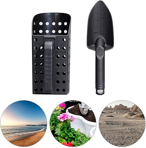 Miniatura 6 de Cuchara de detección con asa, pala de arena de playa, juego de 2 cucharas de arena con pala, herramienta de mano profesional para tesoros submarinos