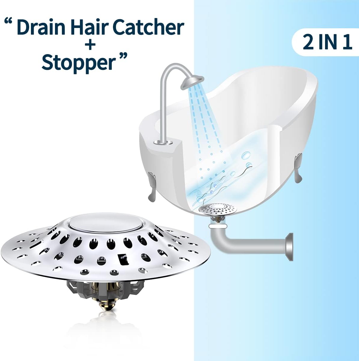 Buy MUAIOLAUS Upgrade Bathtub Stopper with Drain Hair Catcher, 2 in 1