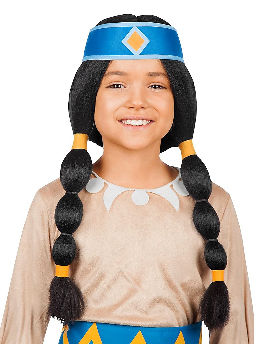 Maskworld - Yakari Regenbogen Kinderkostüm 4teilig mit Perücke - Indianer Kostüm Kleid für Mädchen - Lizenzprodukt Zeichentrickserie (110/116)