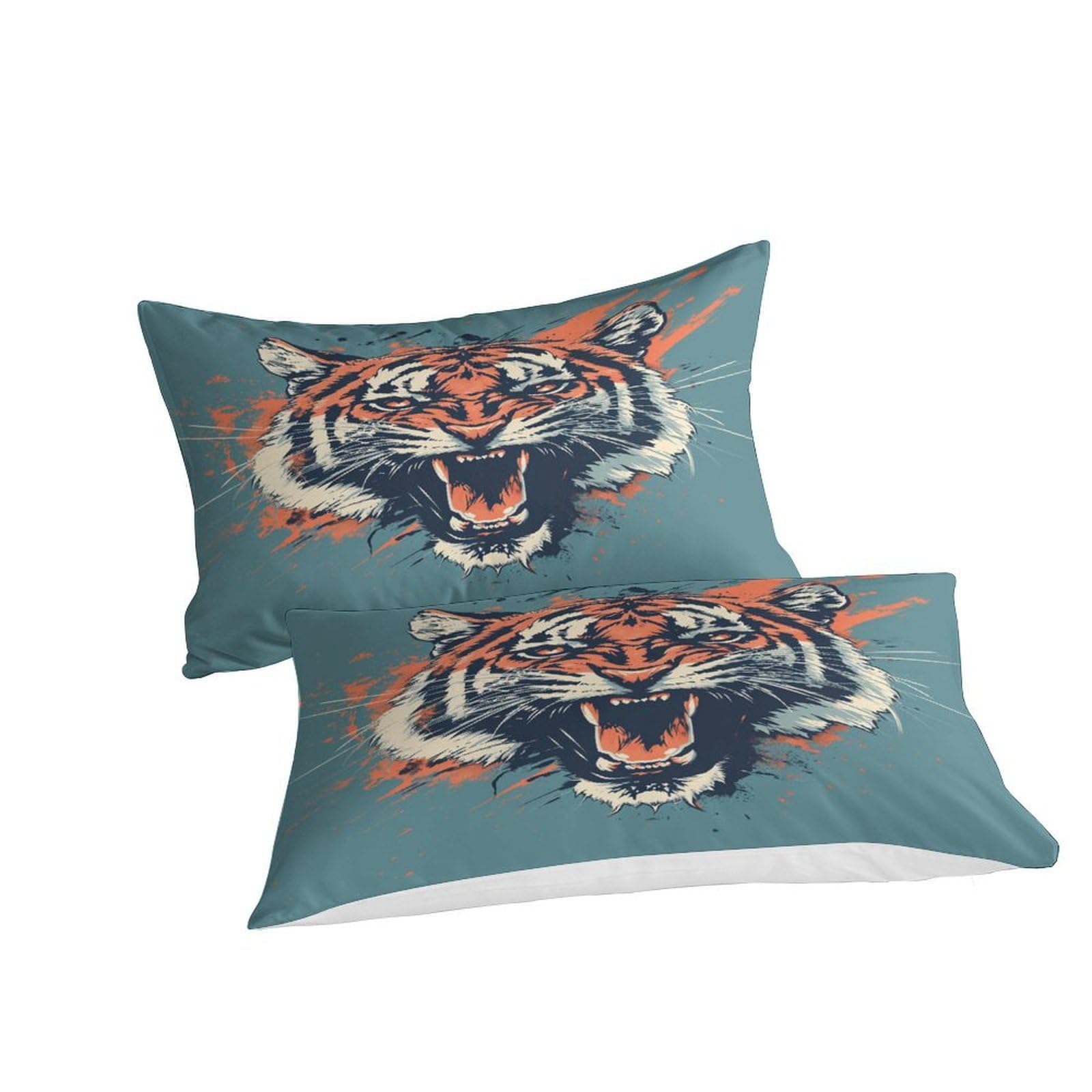 Stampato in 3D tigre Copertina Stampata Microfibra Disegnata Biancheria Da Letto Stile Morbido Set 3 Pezzi,Double（200x200cm）, Per Adolescenti E Adulti