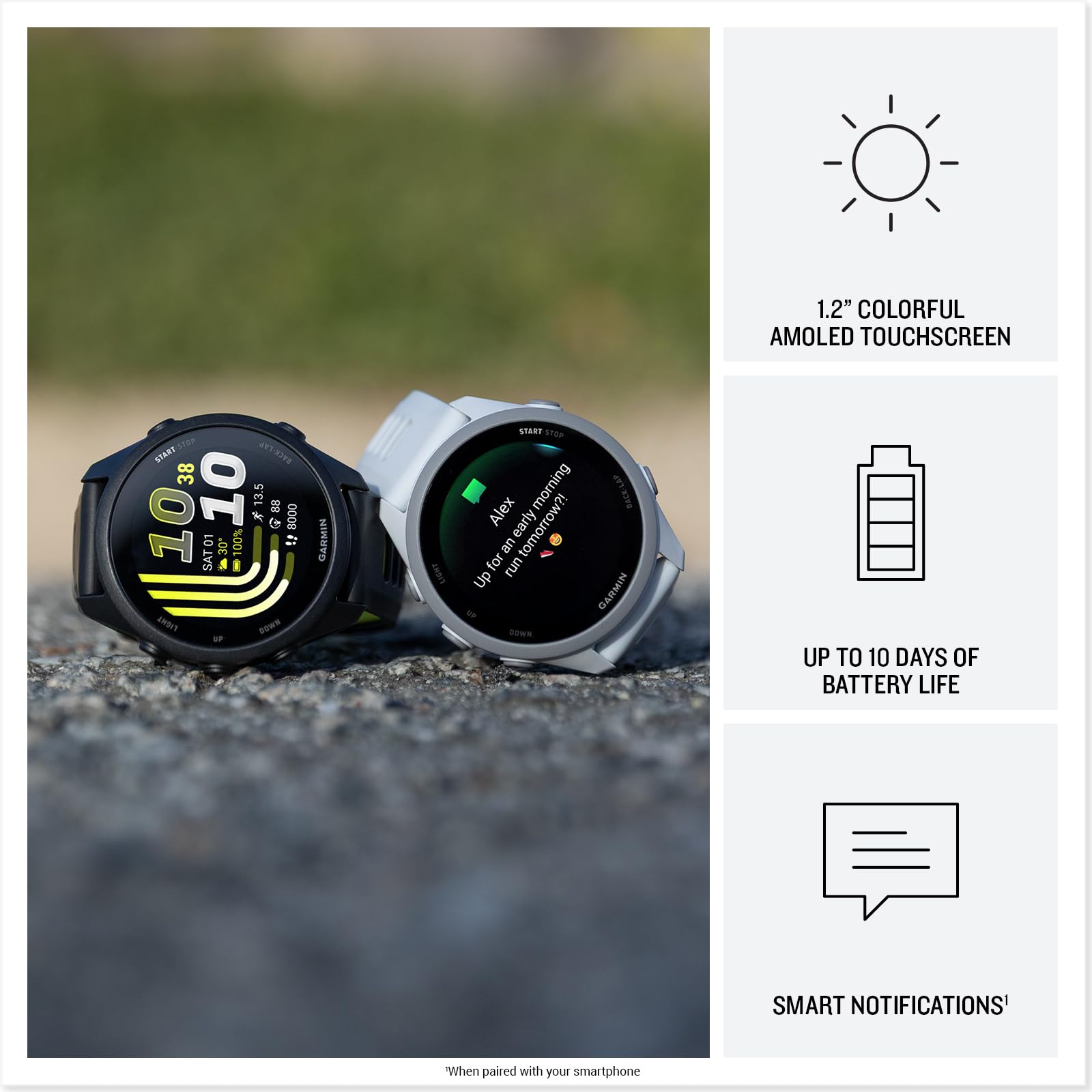 Garmin Forerunner® 170 Music, orologio da corsa GPS, statistiche di allenamento avanzate e informazioni sul recupero, oltre a memorizzare musica, verde con cinturino verde/limone