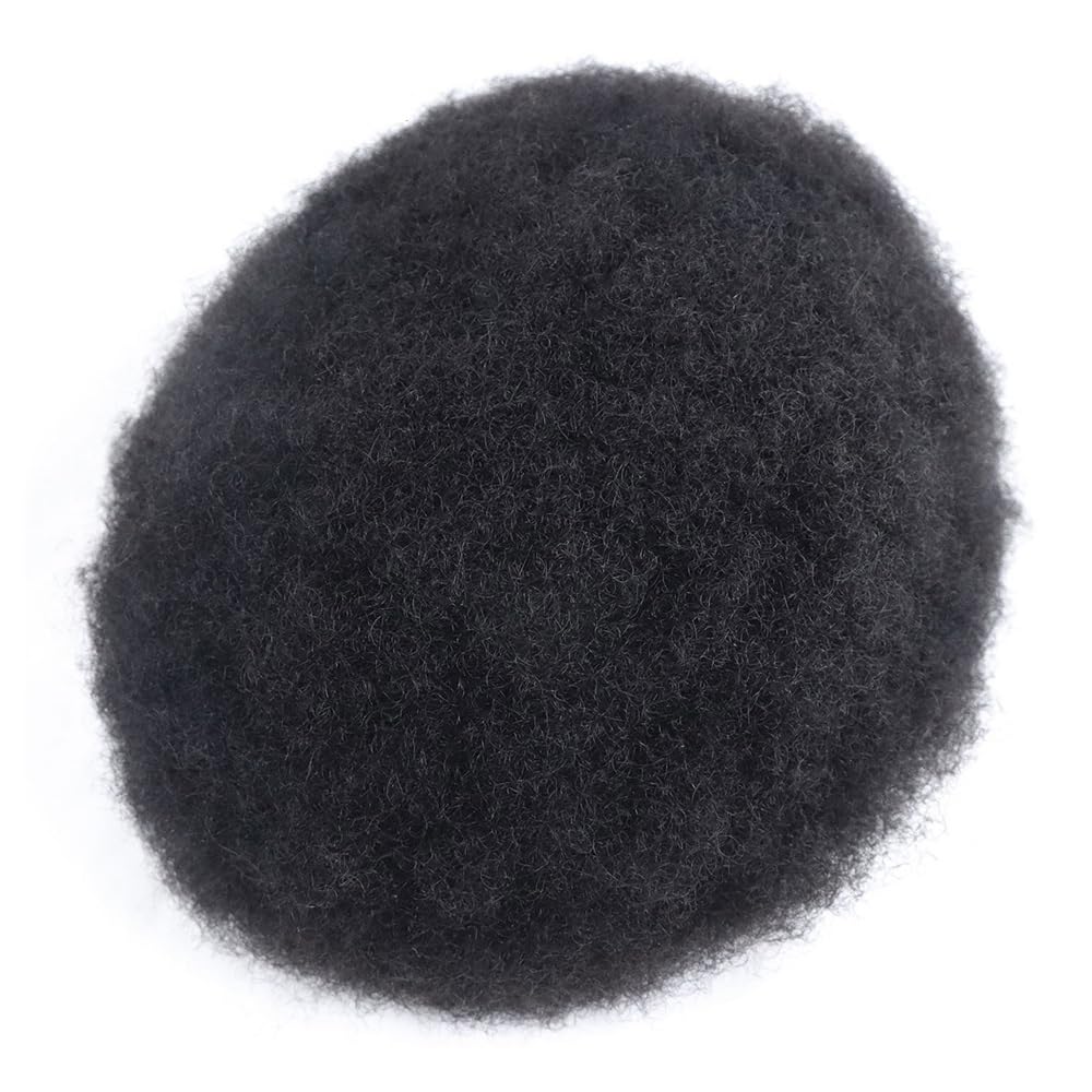 Tupecik męski Peruka męska Afro Curly z ludzkich włosów 8" x 10" Fine Mono i NPU Round Base Men Hair Unit Treski