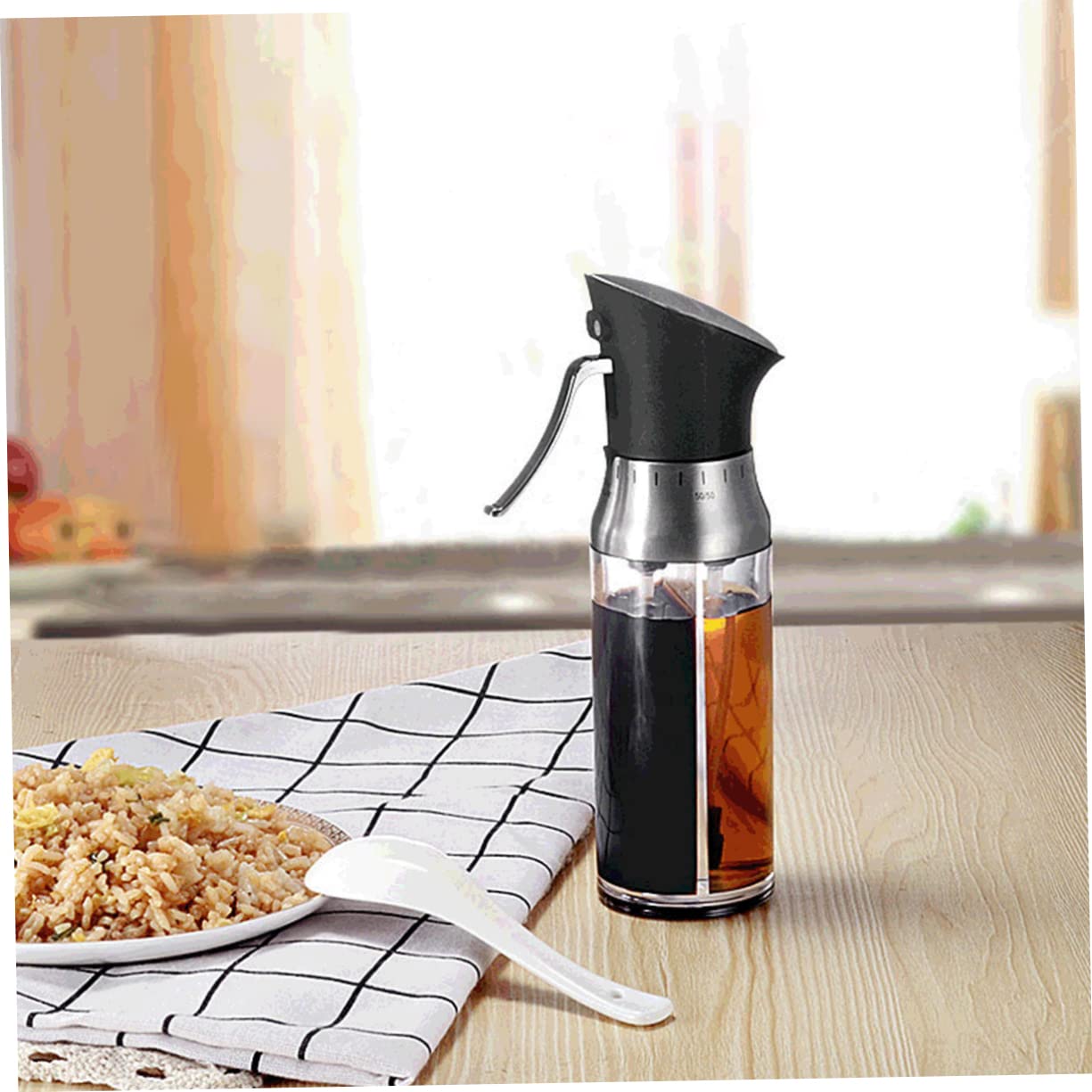 200ml Verstellbare Ölsprühflasche aus Kunststoff und Edelstahl Lebensmittelechter Dosierer für Öl und Essig für Küche Beim Kochen