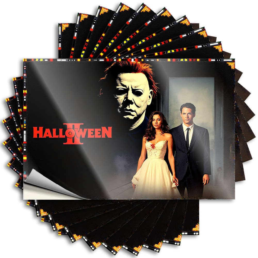Fzfn Men's Colour Halloween Ii Movie Poster With Characters Tiki Plastic - Lettering Sticker Helmet Waterproof Decal(6X9cm)