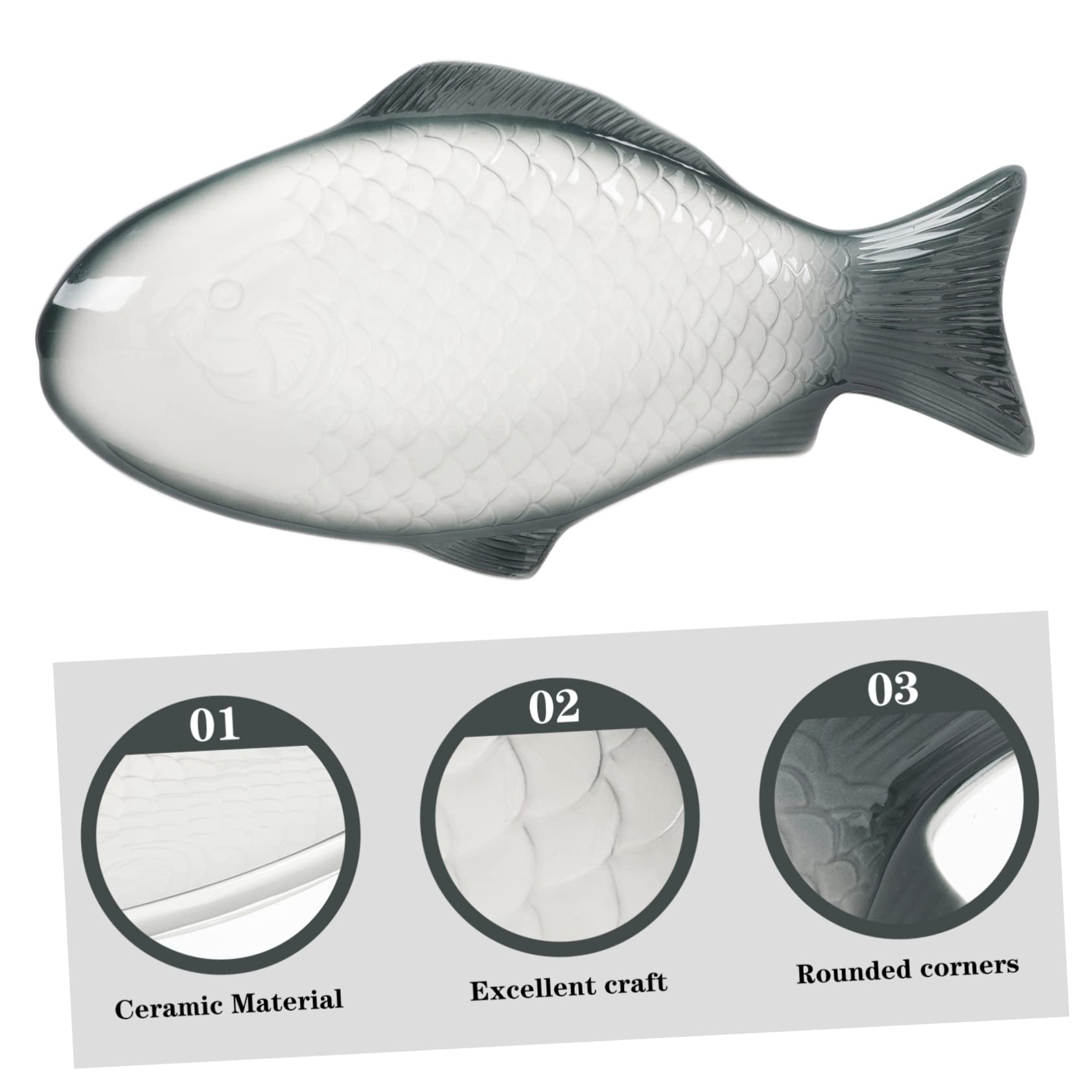 Ciieeo Piatto per Pesce al Vapore in Ceramica Piatto Forma di Pesce Decorativo per Servire Frutti di Mare e Antipasti