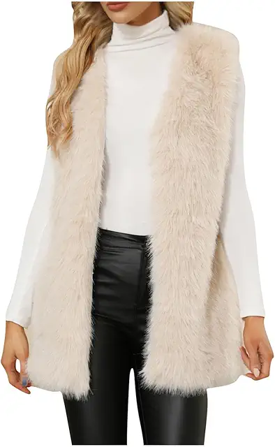Gilet femme en fausse fourrure sans manches - Chaud et confortable
