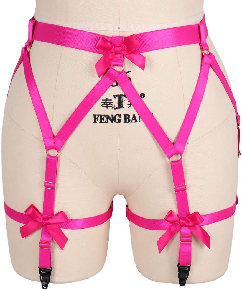 Womens Strappy Body Harness Garter Belt Punk Gothic Stockings Lingerie Elastic Suspender Belt Plus Size Rave Garters