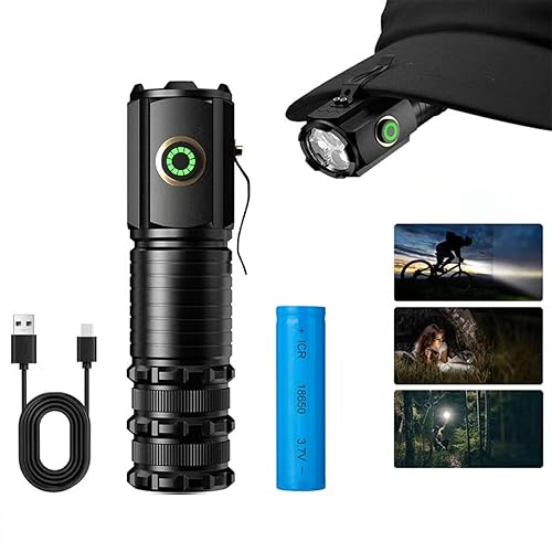 YZYOE Luz de bolsillo portátil recargable súper brillante, 1500 lúmenes, triple núcleo, mini linterna táctica para exteriores, imán de cola con