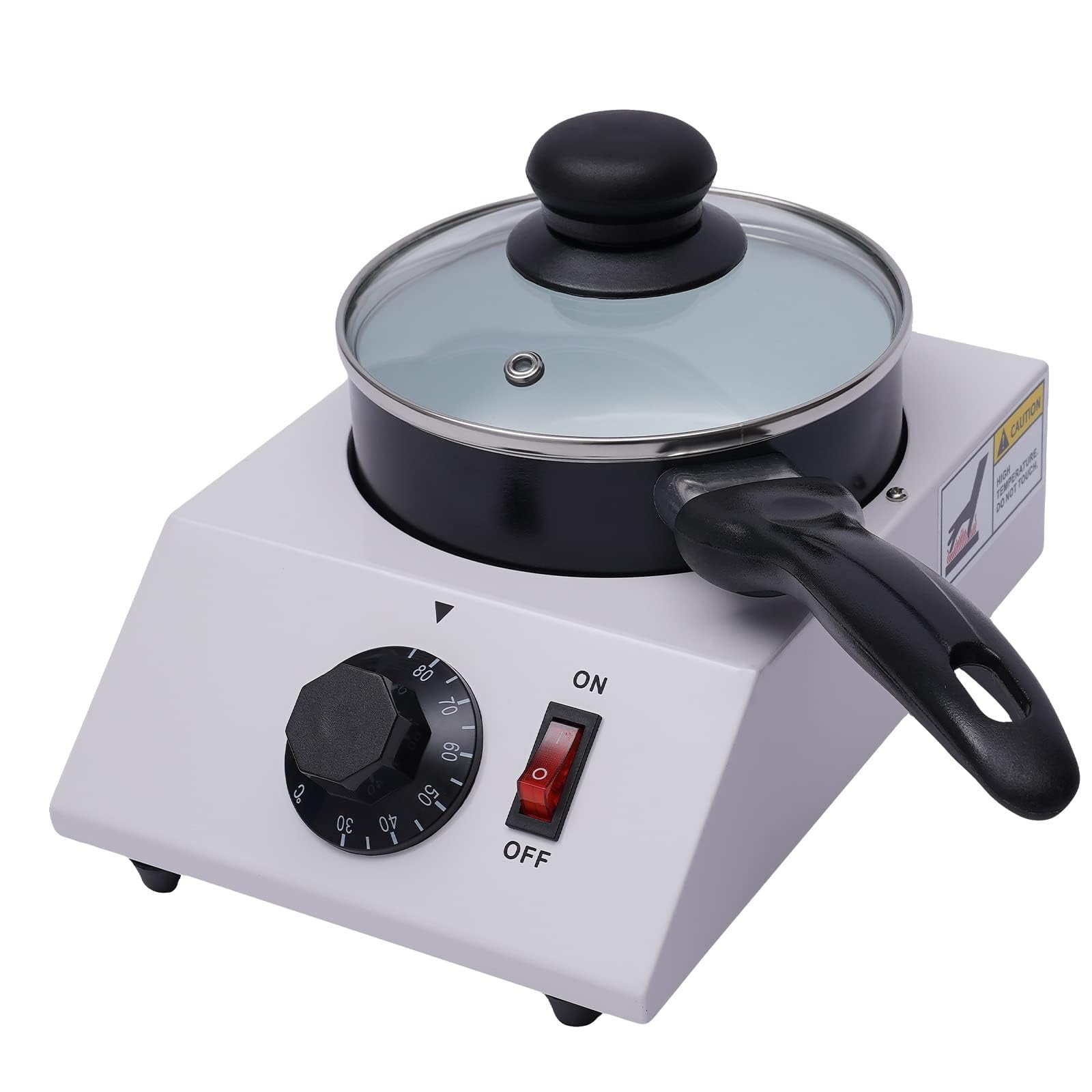 Machine à Tempérer & Fondre le Chocolat 40W, Fondu Électrique de Bureau 30-85°C Marmite Aluminium Anti-adhésive avec Couvercle & Poignée pour Pâtisserie Maison, Café & Traiteur