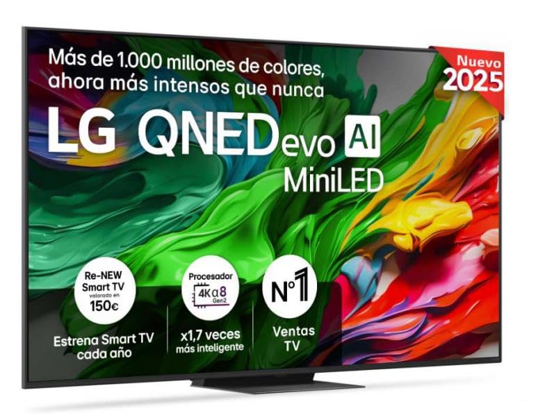 LG 75QNED86A6A Téléviseur 75' (190 cm) 4K QNED evo AI (processeur AI α8 Gen2 4K, webOS 25, 120 Hz (VRR jusqu'à 144 Hz)) [Année modèle 2025]