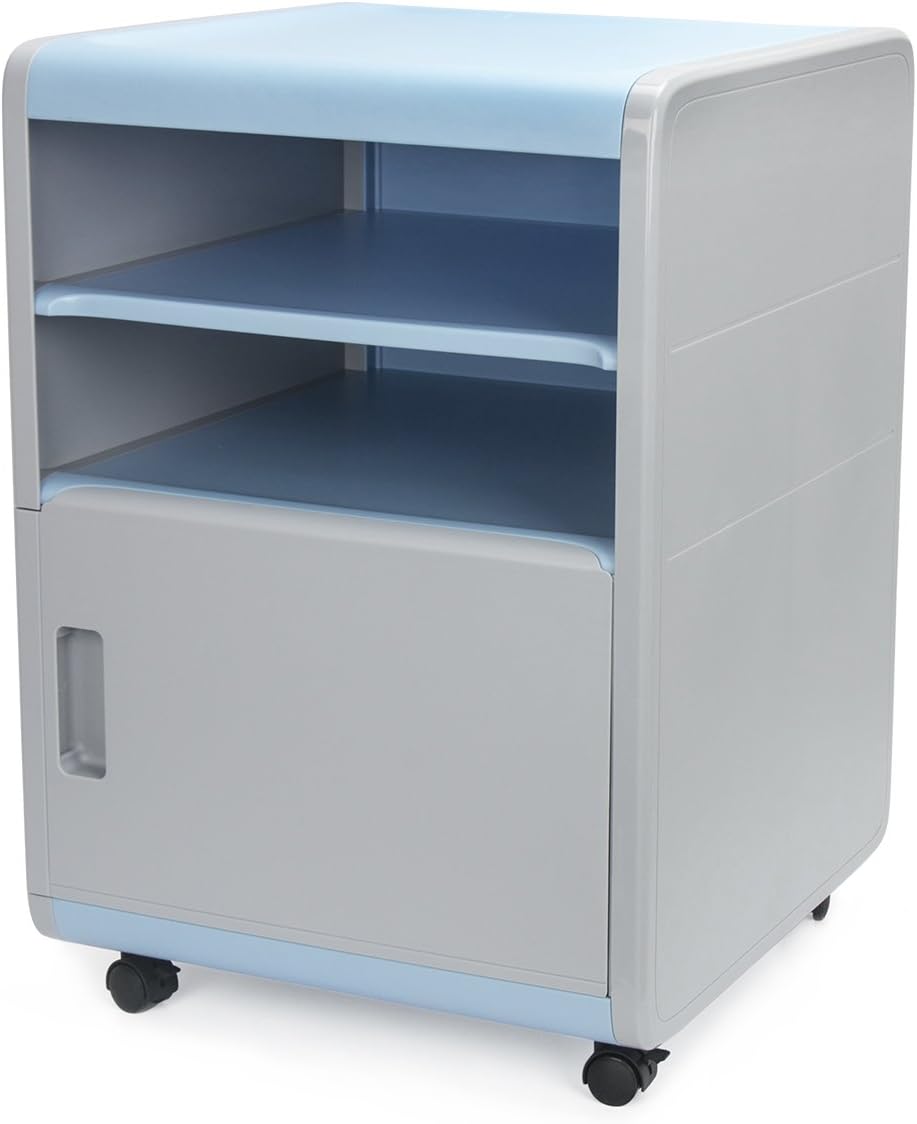 Mobile File Cabinet with Combination Lock, EVERTOP Storage Unit Cupboard ABS Plastic Filing Cabinet with Wheels and Shelf