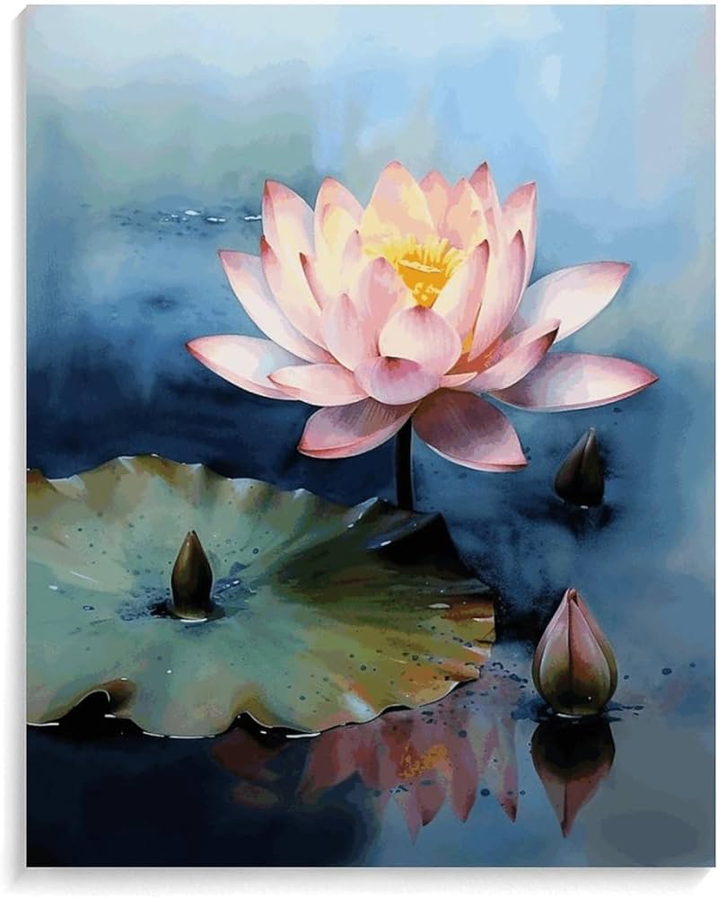 蓮の花（絵画） ロータスの絵 20X25 イエロー【メール便OK】【蓮の花の絵 蓮の絵 絵画