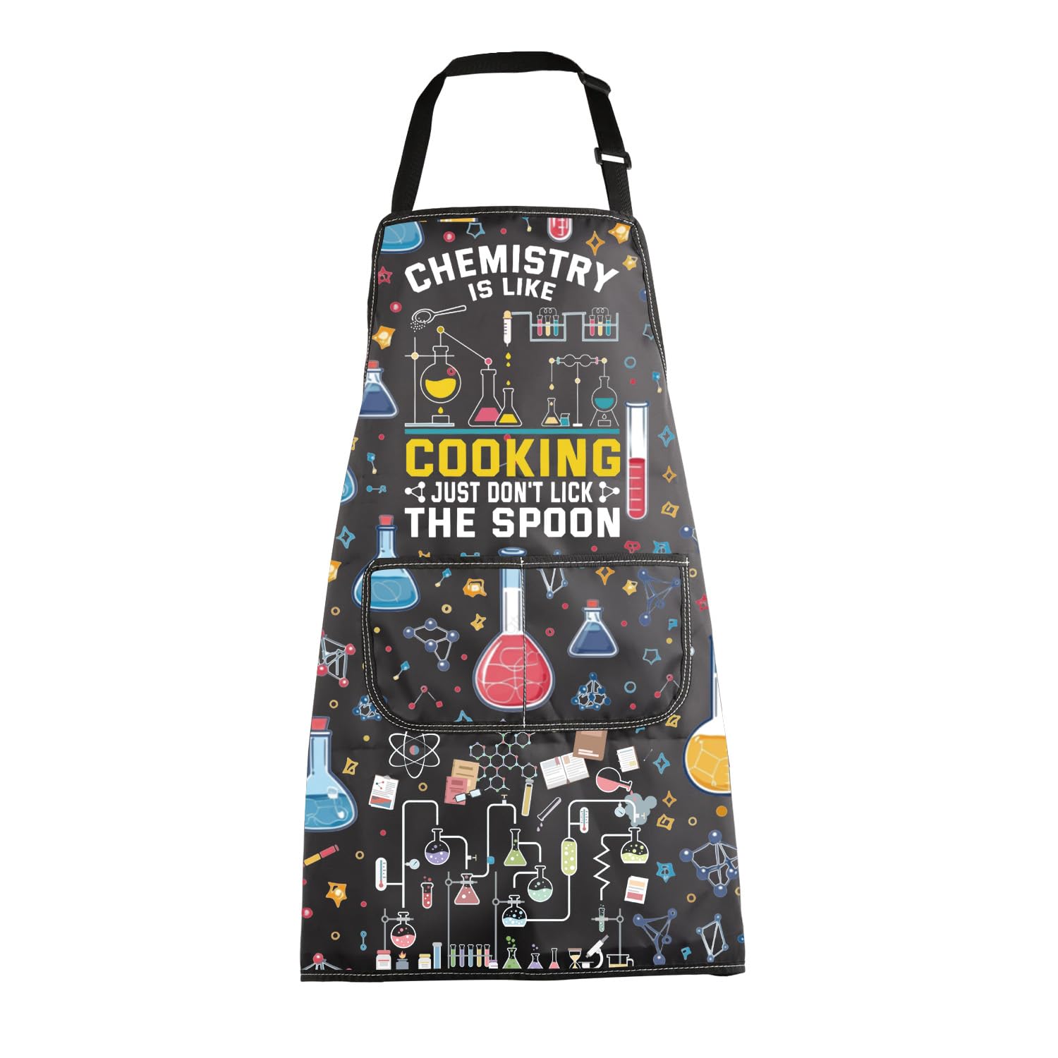 MEIKIUP Chemistry Apron with Pockets Chemistry Is Like Cooking Just Don't Lick the Spoon Funny Science Gift for Teacher Student (Chemistry Apron-UK)