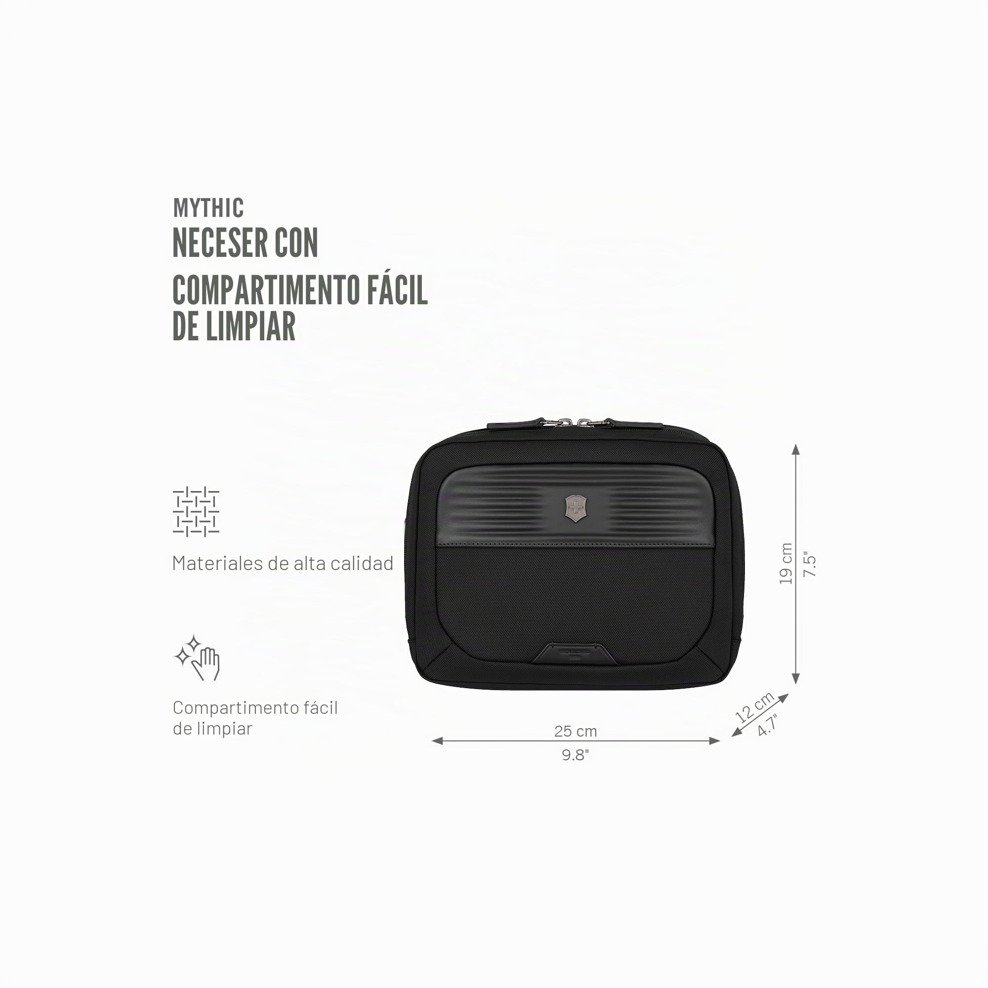 Victorinox Mythic Toiletry Bag, Neceser, Bolsa de Aseo con Compartimento Impermeable, Accesorio de Viaje, Mujer/Hombre, Negro