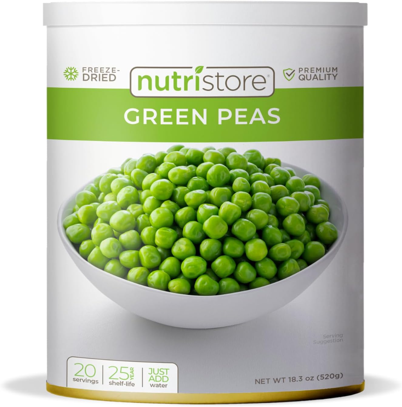 NutristoreFreeze Dried Green Peas | 40 Servings | 18 oz | 25 Year Shelf Life