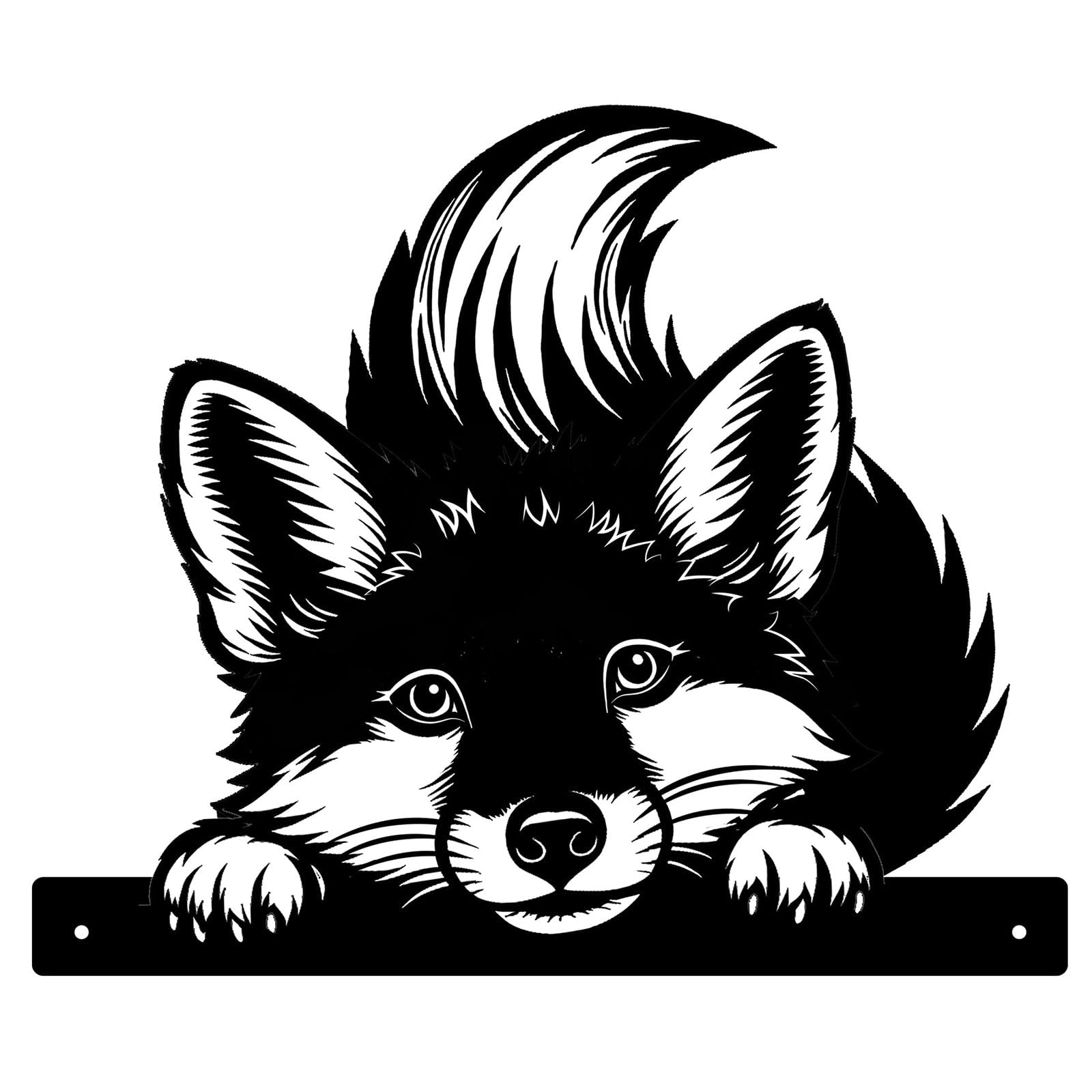 Primus Home & Garden Black Primus Peeking Wildlife Fox Metal Silhouette Garden Fence Topper Decoration