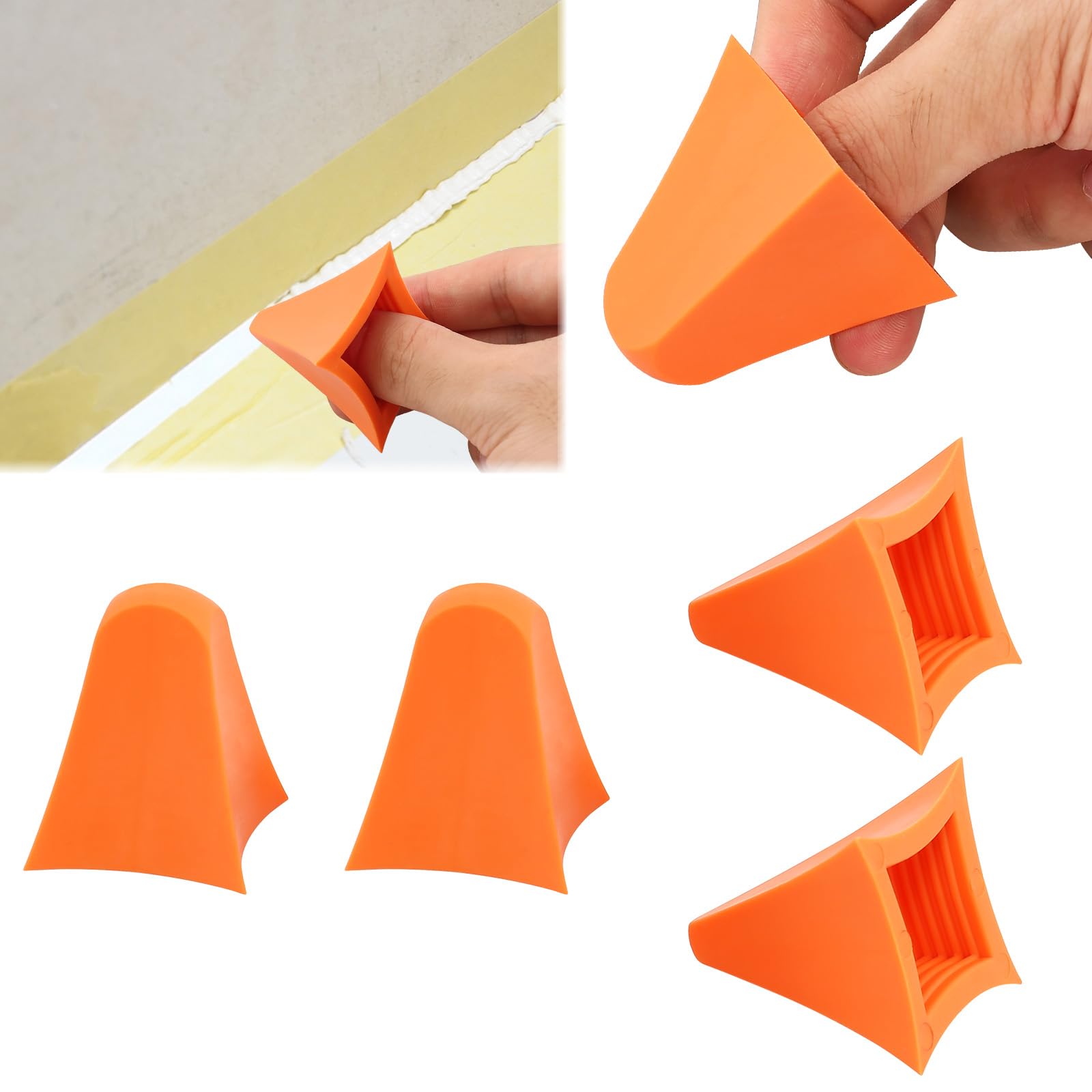 Silicone Caulking Tools,Silicone Seam Tool Caulking Finger Tool Silicone Caulk Smoothing Tool,Silicone Cone Tool for Kitchen, Bathroom Wall Joints, Floor Gaps 4Pcs