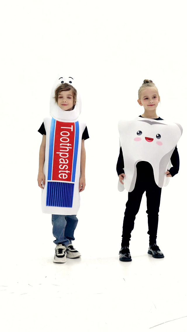 Disfraz infantil de pasta dental y cepillo de dientes miniatura 7