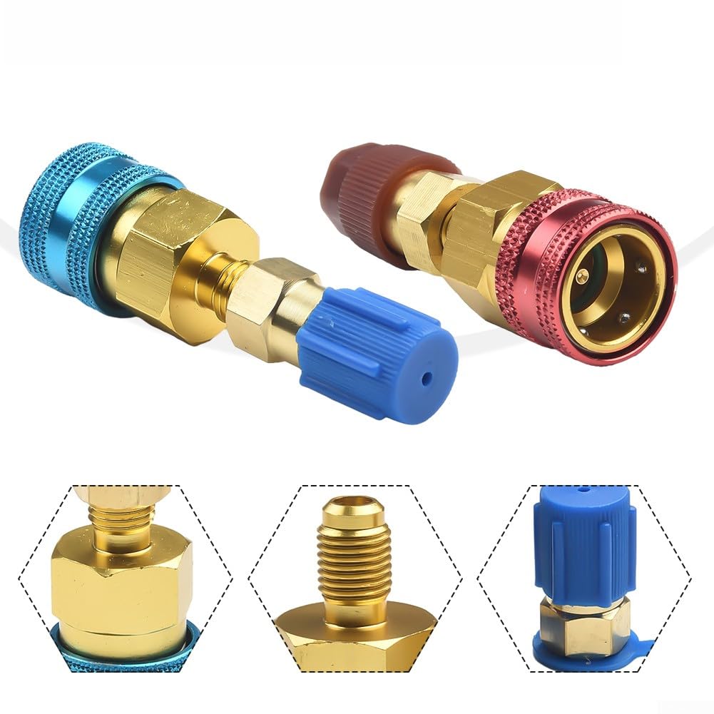 Lot de 2 adaptateurs de connecteur de coupleur rapide, adaptateur R1234yf vers R134a, kit de conversion de connecteur latéral haut et bas pour charge CA R-1234yf système de climatisation raccord de