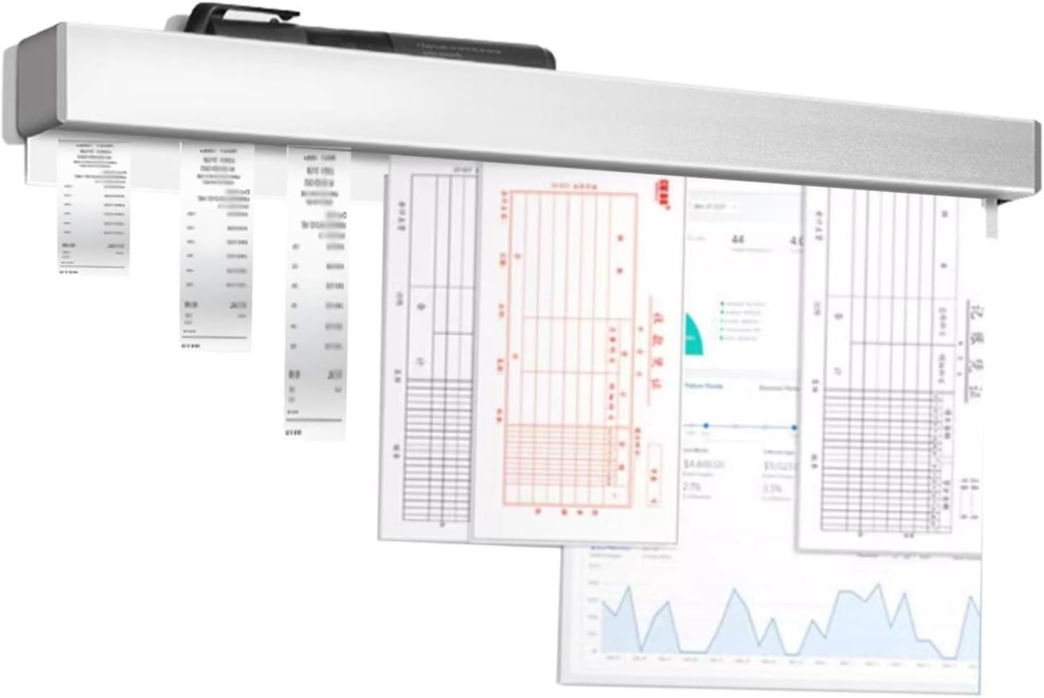 7.87" Magnetic Restaurant Order Holder, Aluminum Slide Check Ticket Rack, w/Pen Slot,for Kitchen Receipt/Office Memo Slips