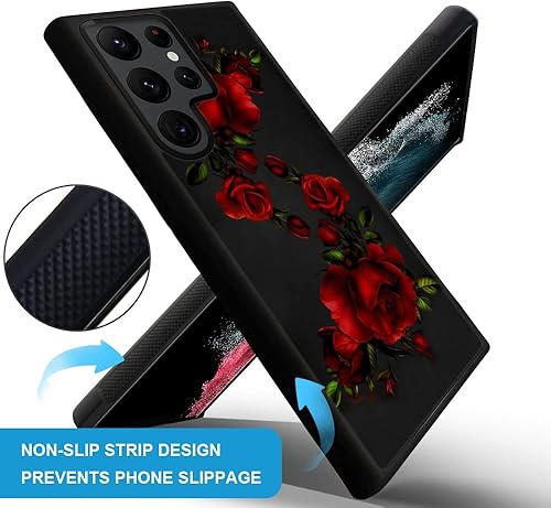 Miniatura 2 de ZHEGAILIAN Funda compatible con Samsung Galaxy S22 Ultra, fundas para Galaxy S22 Ultra de rosas rojas para niñas, absorción de impactos funda