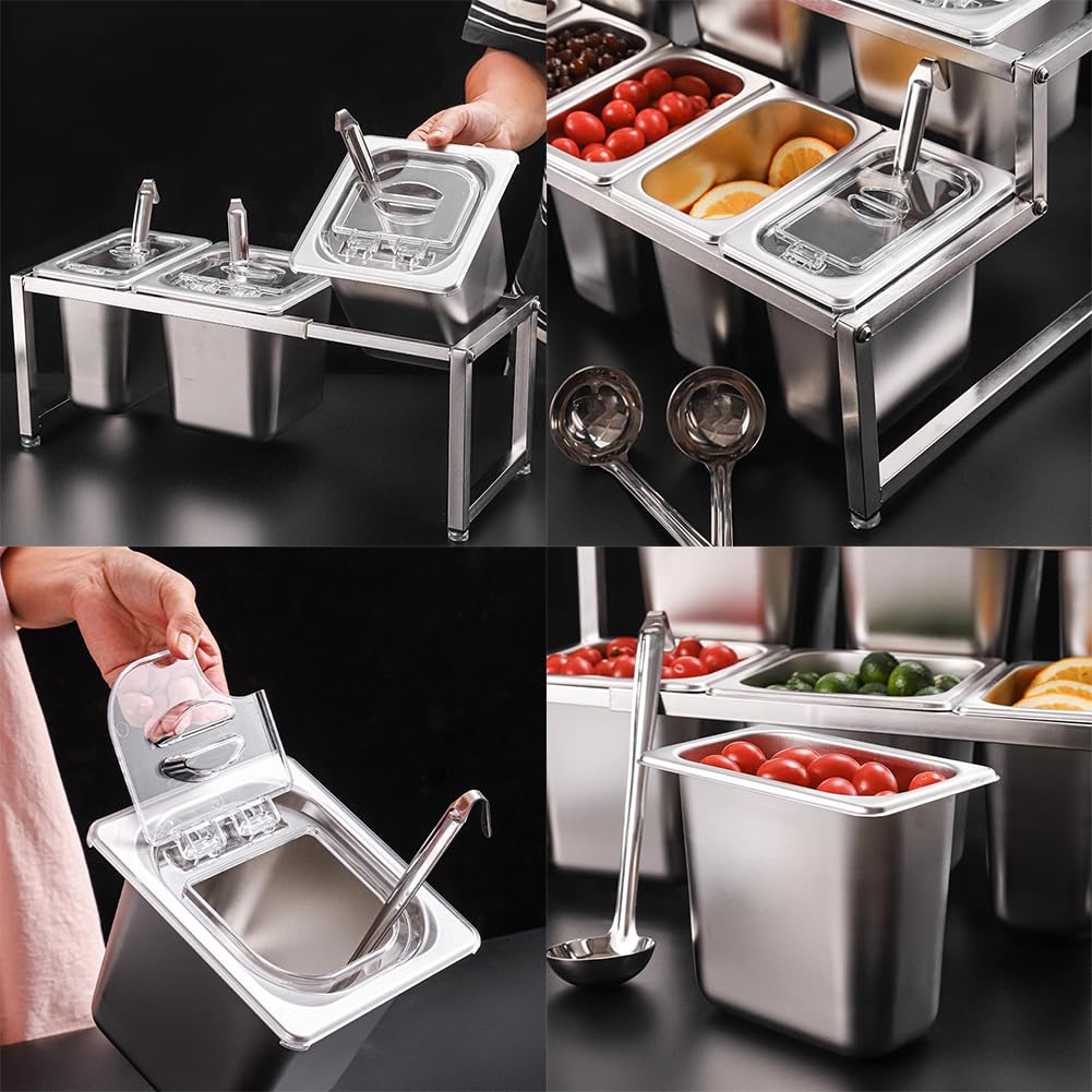 Especiero Expandible De Acero Inoxidable, Recipiente para Condimentos De 2 Niveles con Tapa Transparente, Bandeja Extraíble Y Especiero Abatible.,B