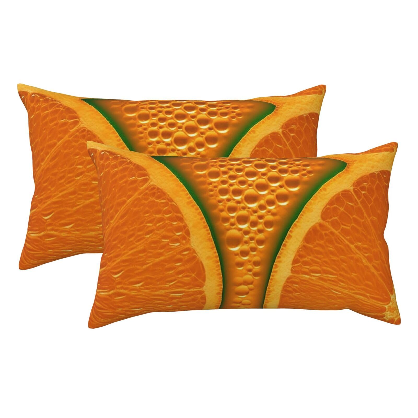 Taie d'oreiller très grand lit lot de 2 orange texturé 50,8x91,4 cm douce zippée