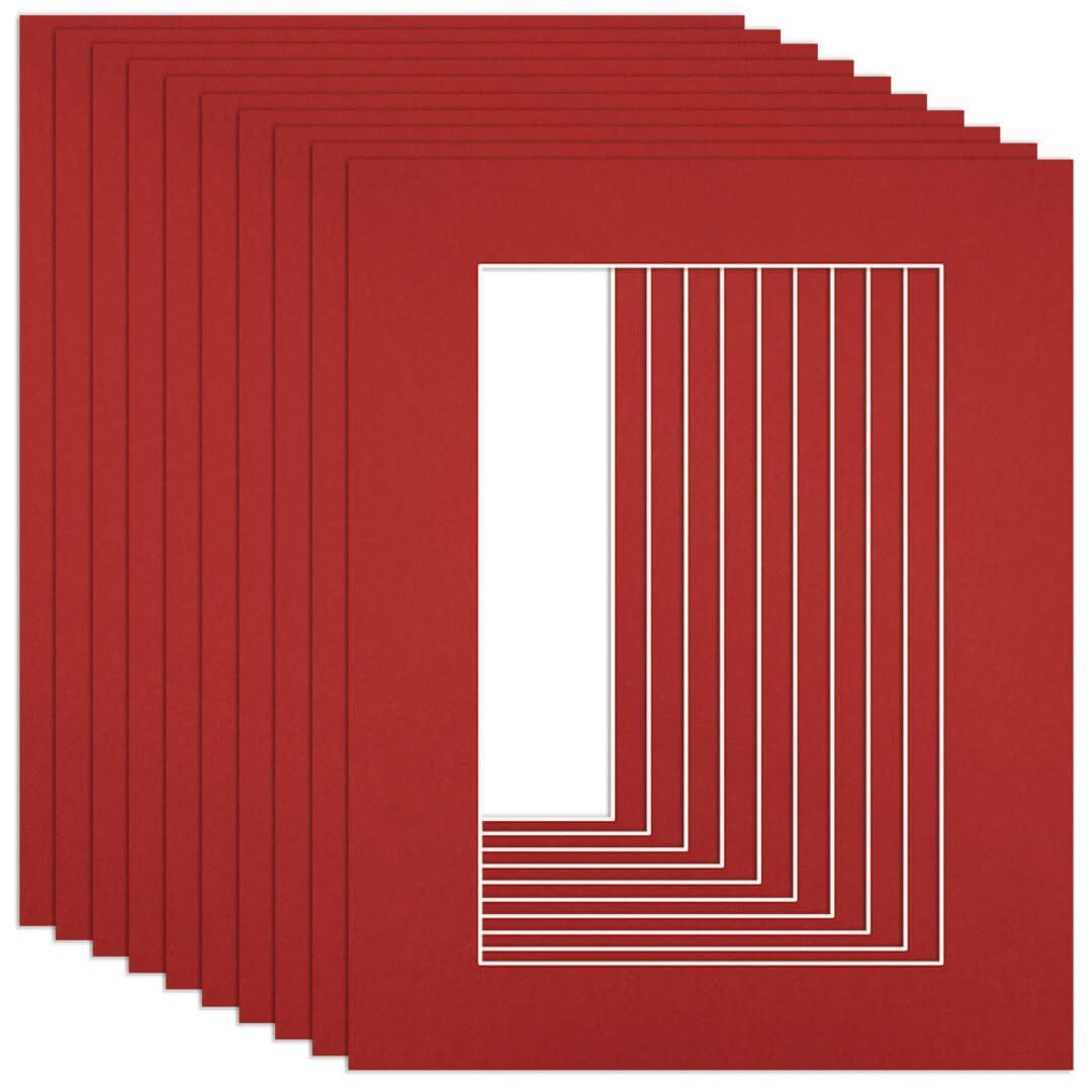 Procut Global 20x16" Crimson Picture Mounts to Fit 15x10" Aperture - Precision Cut Cardboard Photo Mount - Ideal for Frames, Prints, Artwork & Certificates - Sizes & Colours Available - 10 Pack