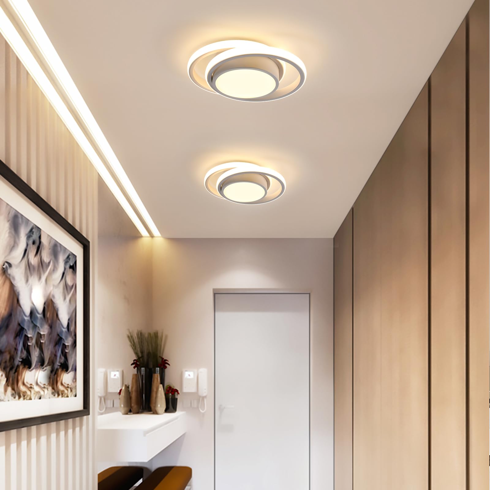 Comely lampa sufitowa LED, okrągła lampa sufitowa, ciepła biel 3000 K 32 W, nowoczesna lampa sufitowa LED do korytarza, kuchni 28 cm