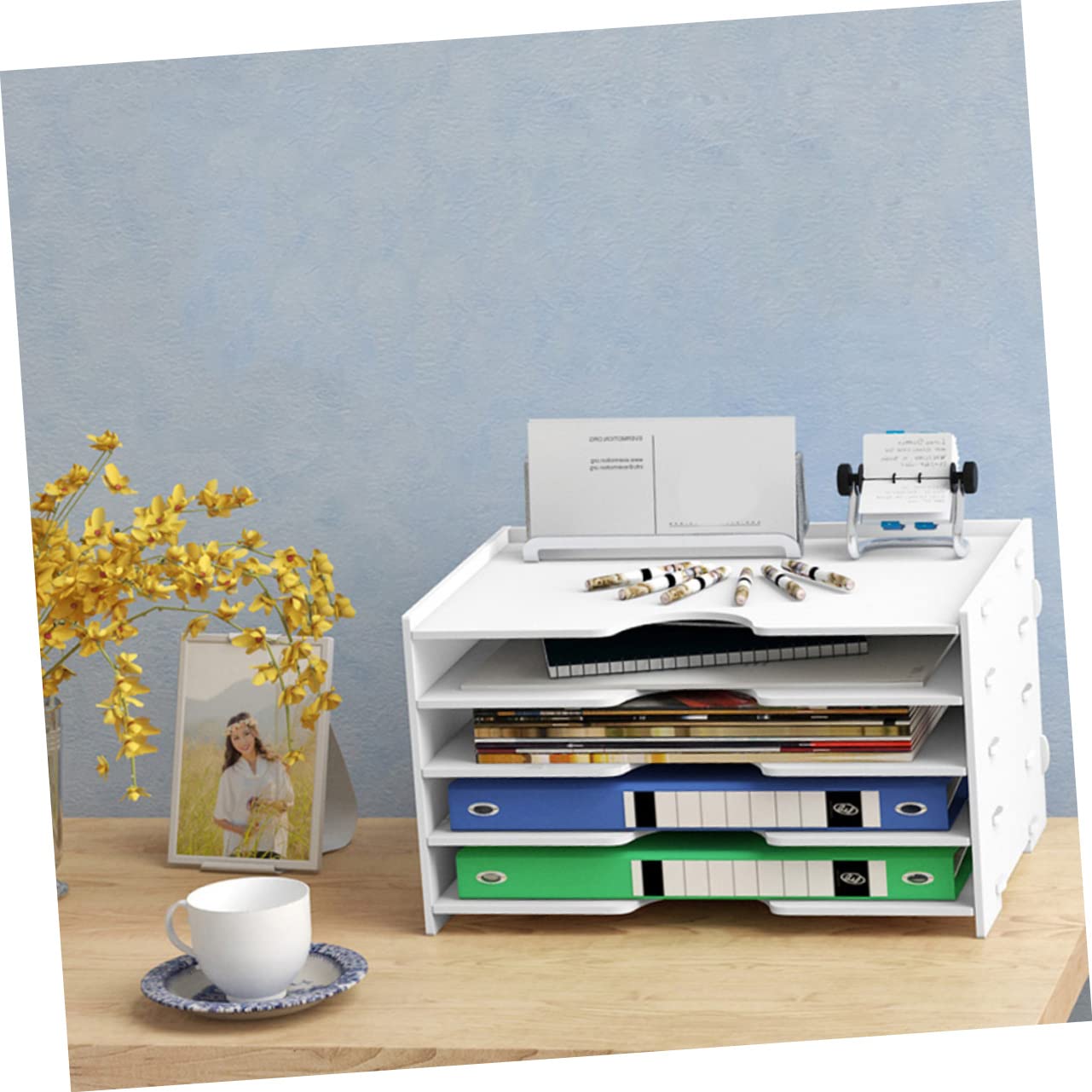 TEHAUX Organizador Blanco de Escritorio de 4 Almacenamiento Capas