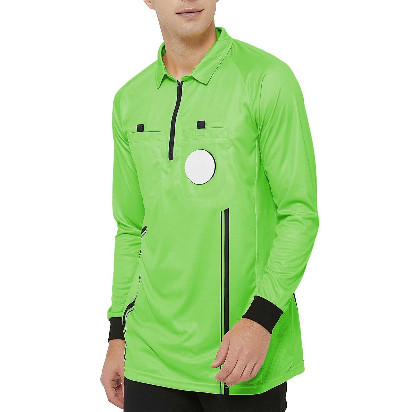 TOPTIE Maillot d'arbitre Officiel de Football à Manches Longues pour Homme USSF Pro Uniforme, Deguisement Arbitre