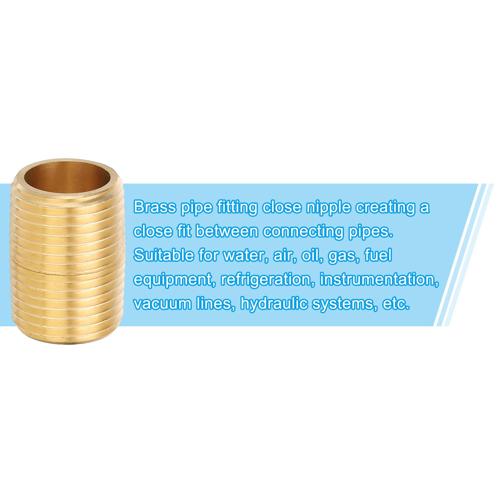 PATIKIL 1/2" x 1/2" NPT Male Raccord En Laiton Raccord De Tube Court, 25Pcs 1-1/9" Long Raccord De Tube Droit Pour Système De Carburant, Air, Eau, Huile, Gaz, Ton Laiton