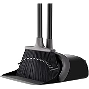 Broom with Dustpan Combo Set, Upgrade Broom and Dustpan Set for Home, 52'' Long Handle Broom and Dustpan Set, Standing Dustpan and Broom for Kitchen Office Lobby Floor