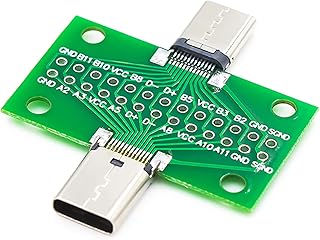 2 Pcs USB 3.1 TYPEC with PCB Test Socket Male to Female 24P 2.54 mm Connector Socket for Data Line Wire Cable Transfer