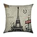 Hengjiang rétro City bus Série de voiture New York Paris doux Taie d'oreiller coton Double Face Housse de coussin carrée décorative Home Accessories