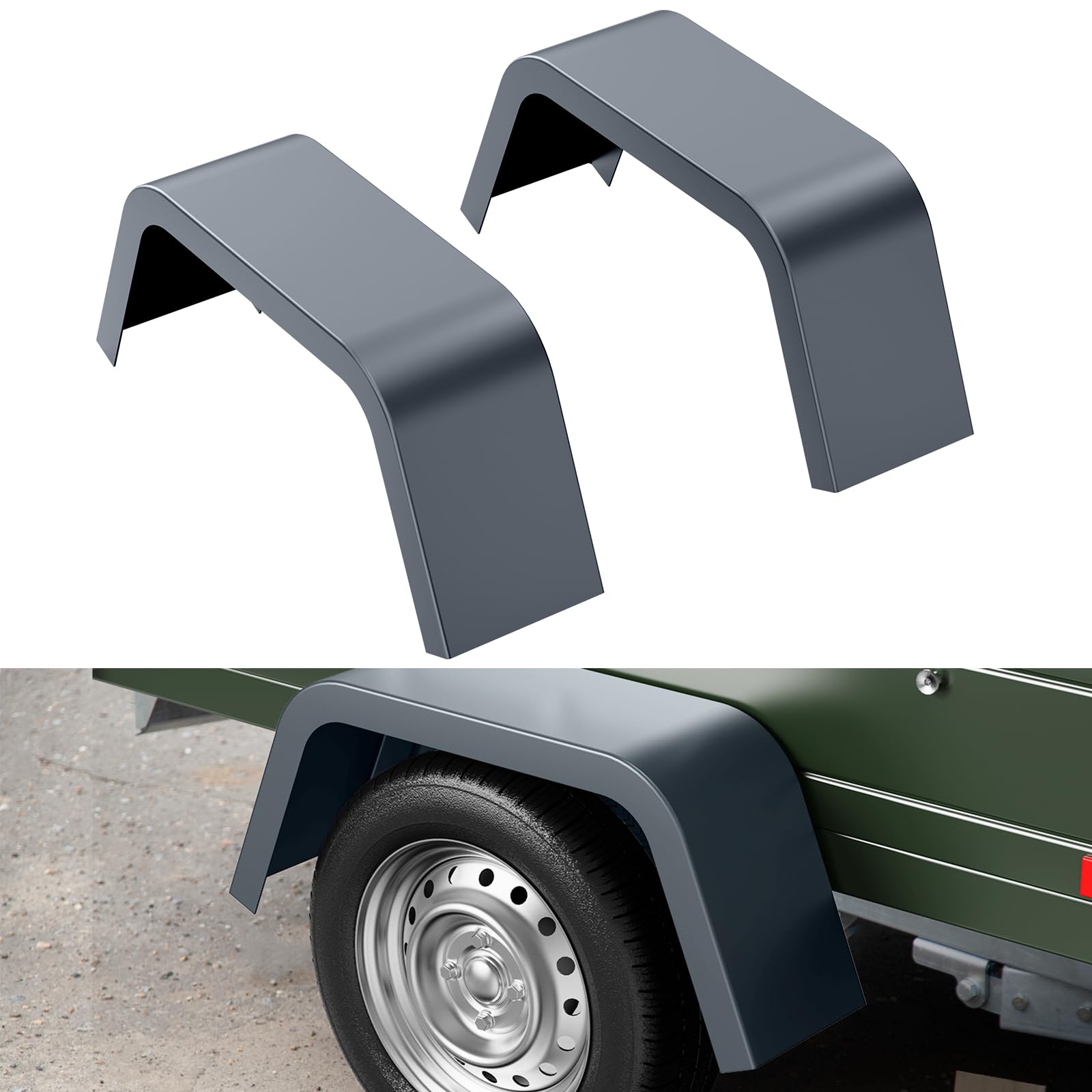 2 Pack Trailer Fenders Single Axle Fit 14 in-16 in Boat Trailer Fenders Wheels,Heavy Duty 14 Gauge Steel Car Hauler Trailer,Cargo Trailer,Utility