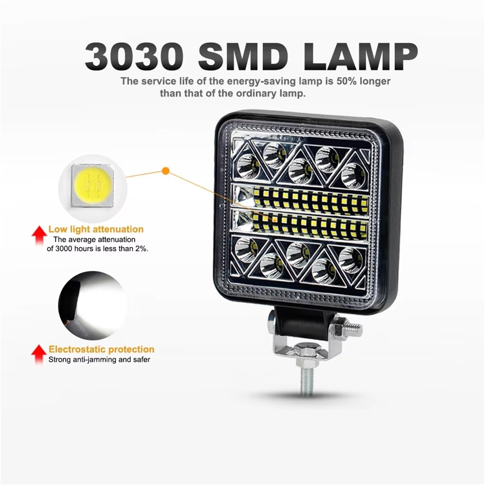 Faro Barra Luminosa LED 4 Pollici 102W/luce Lavoro Spot Flood | Per Camion Barca ATV Per Trattore Per Jeep Per OffRoad 4x4 Faro A Led 12V 24V(6 Piece square 102W)