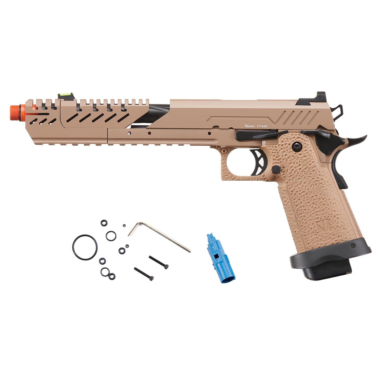 Vorsk Aluminum CNC Airsoft Titan Hi-Capa Extended Gas Blowback Pistol w/ 20mm Rail