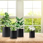 Flower Pots Set of 4, 4/5/6/7 Inch Plant Pot with Drainage Holes, Planters for Indoor Outdoor Gardening Plants, Black