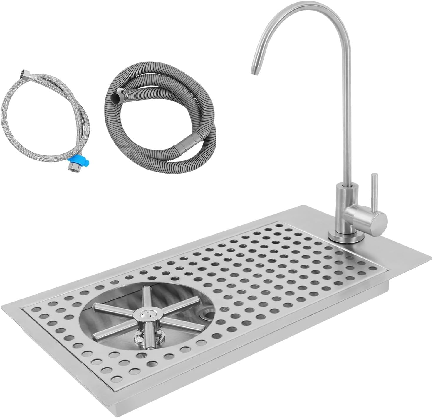 Lavavasos Empotrable con Grifo, Enjuagador de Vidrio de Acero Inoxidable Equipado con Bandeja de Goteo, for Bar en Casa, Cafetería y Restaurante