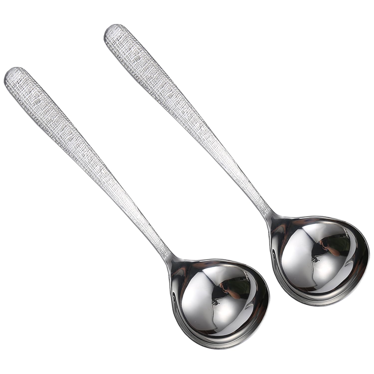 Taiyyi 2 Pack SUS304 Stainless Steel Fish Scale Pattern Soup Spoon, 20cm, Dishwasher Safe（Glossy, Fish Scale Finish） (Fish Scale Finish)