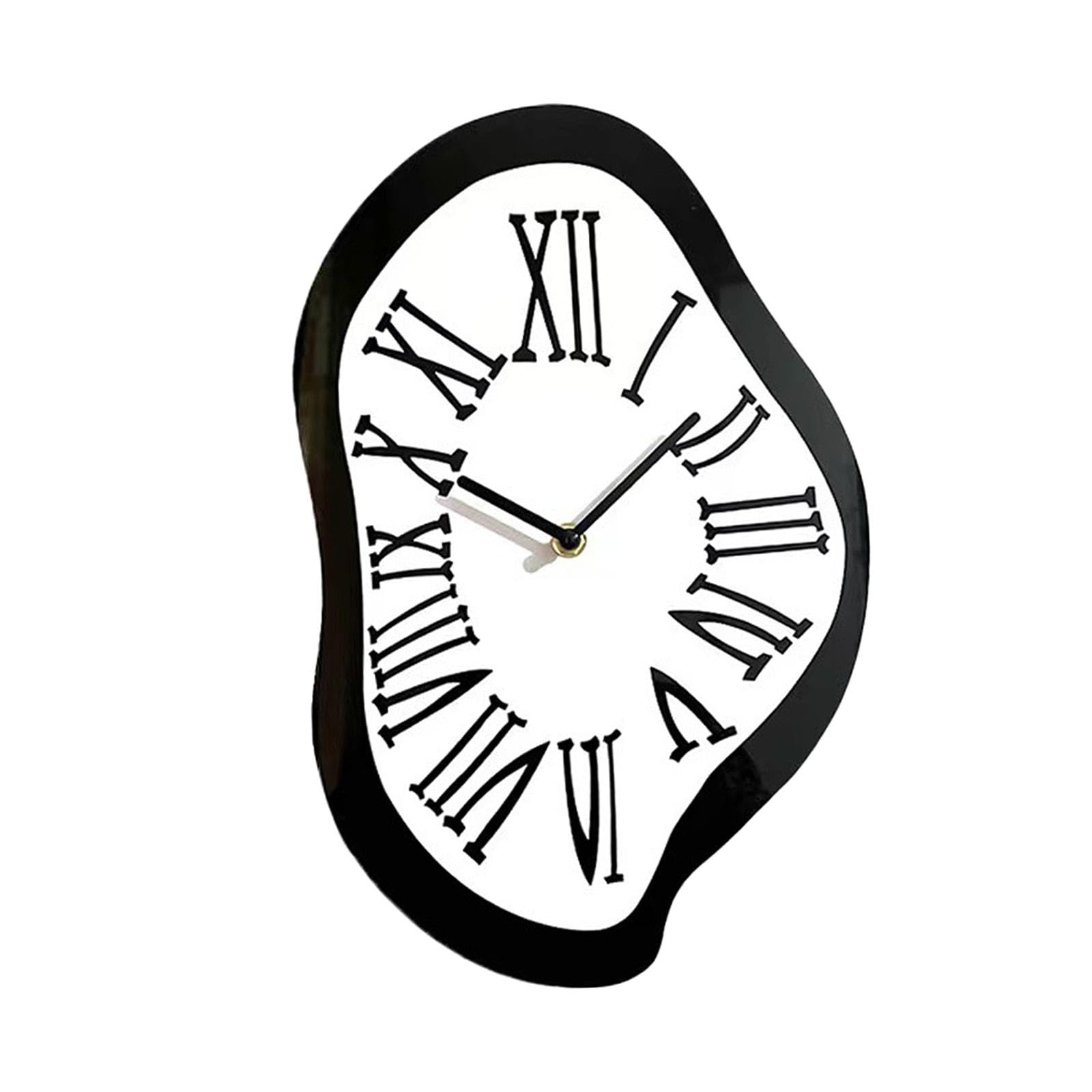 Fenteer Melting Clock Distorted Clock Decor Fashion Creative Decorative Wall Clock for Shelf Shop Gift Office, L