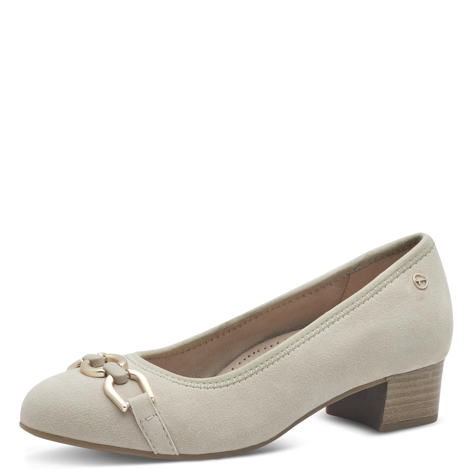 Tamaris Comfort Women’s Leather Pumps Low Heel, Beige Suede, 4 UK