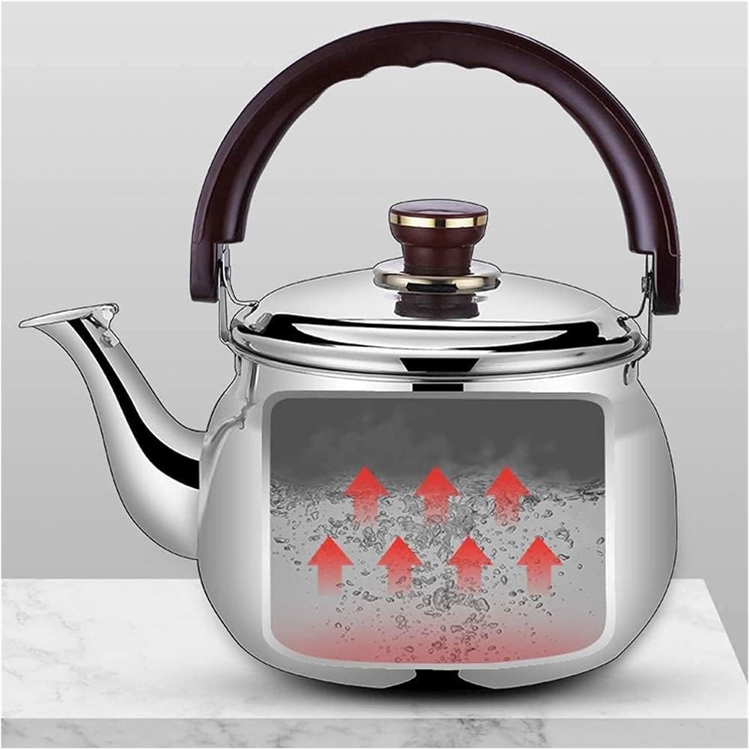 Hervidor con silbido de acero inoxidable 304 | Varios tamaños for cocinas de gas e inducción: hervidor con silbido(1.8L)